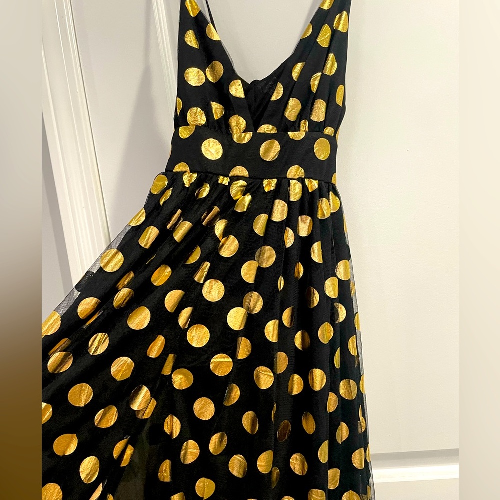 Brand new- never worn floor length polka dot gown.